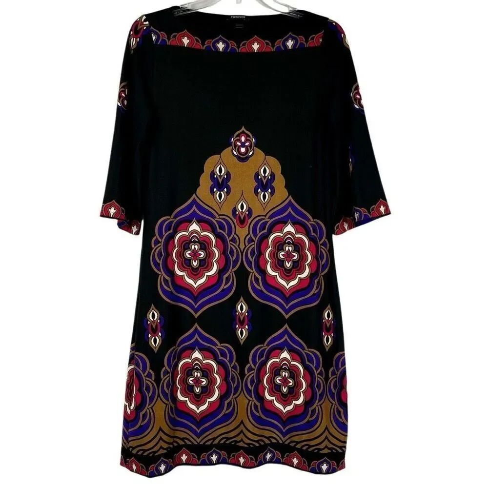 Forever Printed Shift MIDI Dress